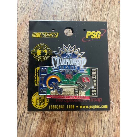 Vintage St Louis Rams Super Bowl XXXIV 2000 Champions Pin Set and Earrings NFL - Picture 5 of 5